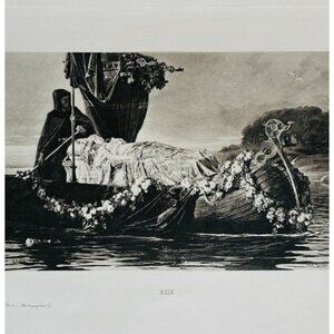 1902 Elaine Funeral Photogravure Tennyson Poem Antique Art Rosenthal DWP8E